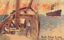 Sailing ship and Red Star ocean liner, c1900. Creator: Unknown