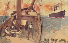 Sailing ship and Red Star ocean liner, c1900. Creator: Unknown