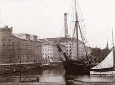 Sailing ship in the harbour of Landskrona, Scania, Sweden, c1890