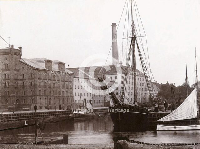 Sailing ship in the harbour of Landskrona, Scania, Sweden, c1890. Artist: Unknown