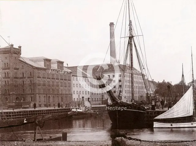 Sailing ship in the harbour of Landskrona, Scania, Sweden, c1890. Creator: Unknown.