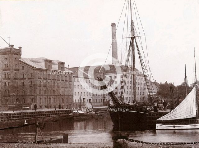 Sailing ship in the harbour of Landskrona, Scania, Sweden, c1890. Creator: Unknown.