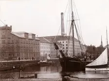 Sailing ship in the harbour of Landskrona, Scania, Sweden, c1890. Creator: Unknown