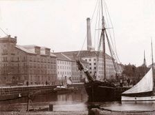 Sailing ship in the harbour of Landskrona, Scania, Sweden, c1890. Creator: Unknown