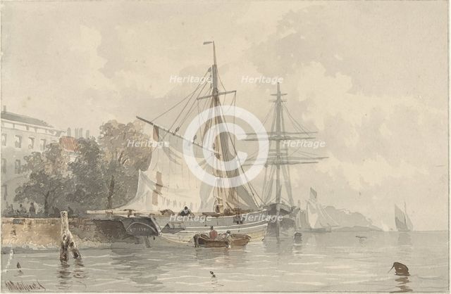 Sailing ships ashore, 1834-1872. Creator: Frans Arnold Breuhaus de Groot.