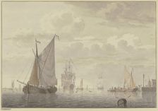 Sailing ships at anchor, 1769. Creator: Cornelis de Grient