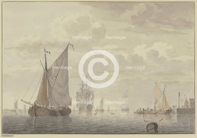 Sailing ships at anchor, 1769. Creator: Cornelis de Grient.