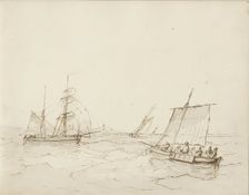 Sailing ships at sea, c.1825-c.1875. Creator: Circle of Petrus Johannes Schotel