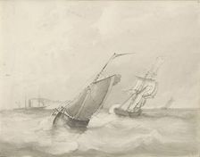 Sailing ships at sea, c.1825-c.1875. Creator: Circle of Petrus Johannes Schotel