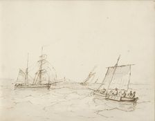 Sailing ships at sea, c.1825-c.1875. Creator: Circle of Petrus Johannes Schotel