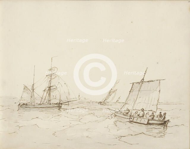 Sailing ships at sea, c.1825-c.1875. Creator: Circle of Petrus Johannes Schotel.
