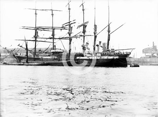 Sailing ships at St Katharine's Dock, London, c1905. Artist: Unknown