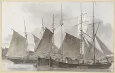 Sailing ships docked in front of a city, 1820-1872. Creator: Hendrik Abraham Klinkhamer