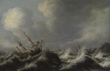 Sailing ships in a storm, c1640-1670. Creator: Anthonie Jansz van der Croos