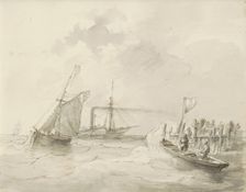 Sailing ships off the coast, c.1825-c.1875. Creator: Circle of Petrus Johannes Schotel