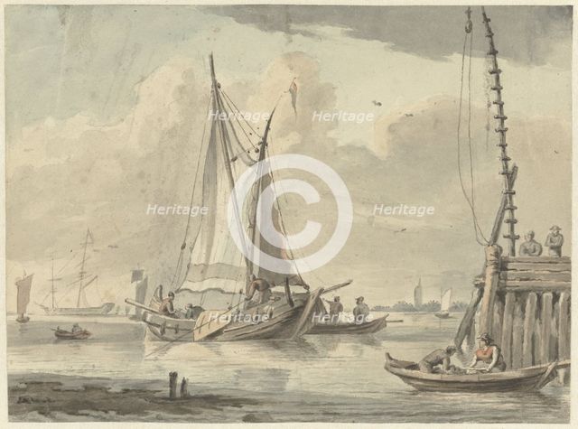 Sailing ships on the river near Dordrecht, 1720-1792. Creator: Aert Schouman.