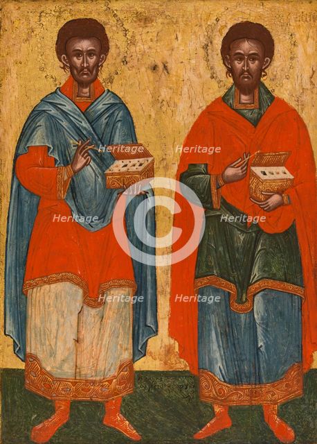 Saint Cosmas and Saint Damian, between 1500 and 1600. Creator: Cretan School.
