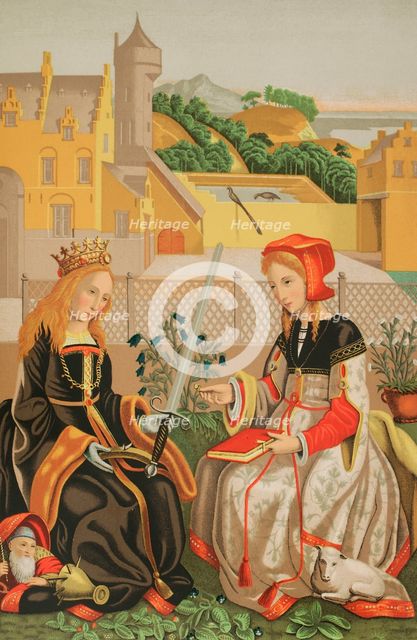 Saint Catherine of Alexandria and Saint Agnes of Rome, 1877. Creator: Franz Kellerhoven.