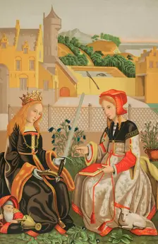 Saint Catherine of Alexandria and Saint Agnes of Rome, 1877. Creator: Franz Kellerhoven