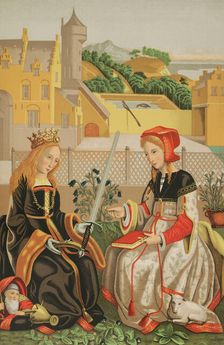 Saint Catherine of Alexandria and Saint Agnes of Rome, 1877. Creator: Franz Kellerhoven