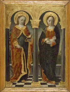 Saint Catherine of Alexandria and Saint Agnes, c1460. Creator: Vincenzo Foppa