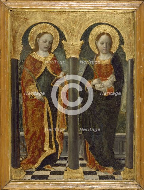 Saint Catherine of Alexandria and Saint Agnes, c1460. Creator: Vincenzo Foppa.