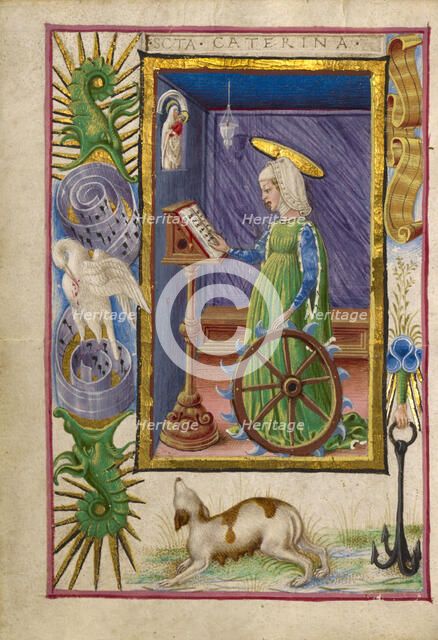 Saint Catherine of Alexandria; Gualenghi-d'Este Hours, about 1469. Creator: Taddeo Crivelli.