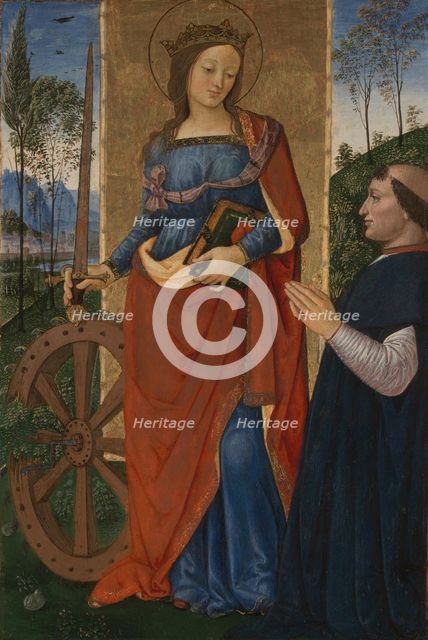 Saint Catherine of Alexandria with a Donor, c. 1480. Artist: Pinturicchio, Bernardino (1454-1513)