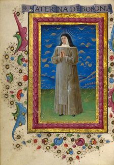 Saint Catherine of Bologna; Gualenghi-d'Este Hours, about 1469. Creator: Guglielmo Giraldi