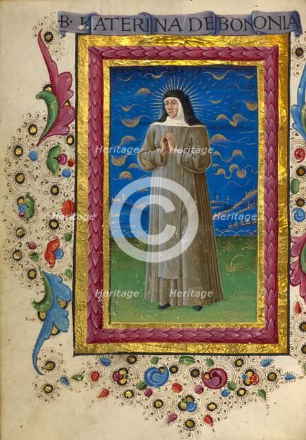 Saint Catherine of Bologna; Gualenghi-d'Este Hours, about 1469. Creator: Guglielmo Giraldi.
