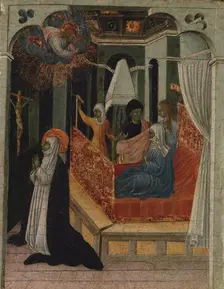 Saint Catherine of Siena Beseeching Christ to Resuscitate Her Mother, ca. 1447-65. Creator: Giovanni di Paolo