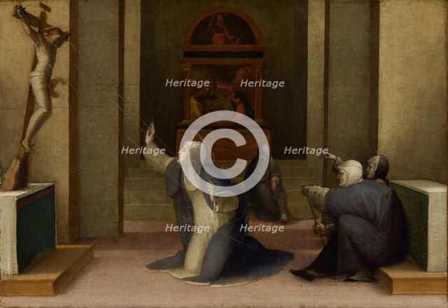 Saint Catherine of Siena Receiving the Stigmata, about 1513-1515. Creator: Domenico Beccafumi.