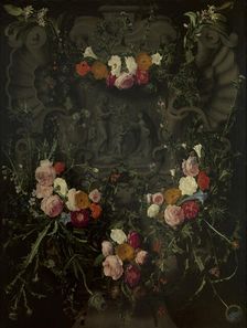 Saint Catherine of Siena Surrounded by a Garland of Flowers, mid-17th century. Creator: Erasmus Quellinus