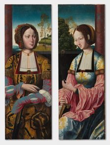 Saint Catherine and Saint Barbara (pair), c. 1520. Creator: Master of the Holy Blood (Netherlandish)