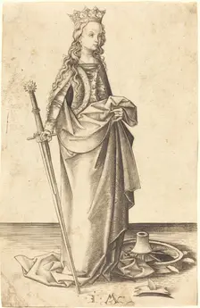 Saint Catherine, c. 1480/1490. Creator: Israhel van Meckenem