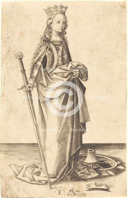 Saint Catherine, c. 1480/1490. Creator: Israhel van Meckenem.