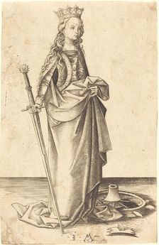 Saint Catherine, c. 1480/1490. Creator: Israhel van Meckenem