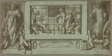 Saint Catherine in Prison Converting the Empress Faustina to Christianity, Flanked..., 1570/71. Creator: Federico Zuccaro