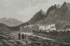 Saint Catherine's Monastery, at the foot of Mount Sinai, 1840. Creator: Charles Nicolas Ransonnette