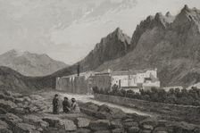 Saint Catherine's Monastery, at the foot of Mount Sinai, 1840. Creator: Charles Nicolas Ransonnette