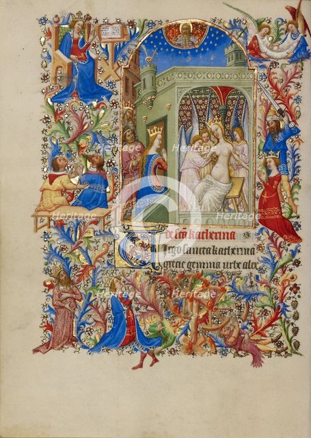 Saint Catherine Tended by Angels; Book of Hours, about 1420. Creator: Spitz Master.