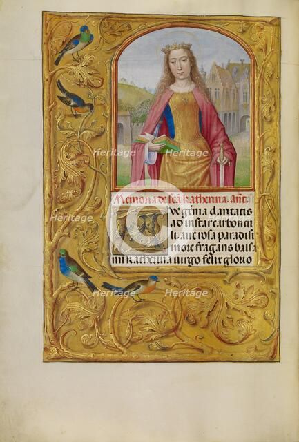Saint Catherine with a Sword and a Book; Spinola Hours, about 1510-1520. Creator: Workshop of Master of the First Prayer Book of Maximilian.