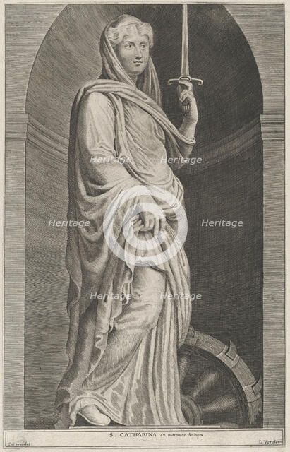 Saint Catherine, within a niche, 1615-75. Creator: Lucas Vorsterman.
