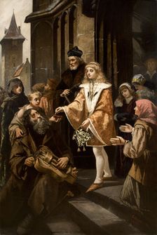 Saint Casimir Giving Alms, 1884. Creator: Kazimierz Mirecki