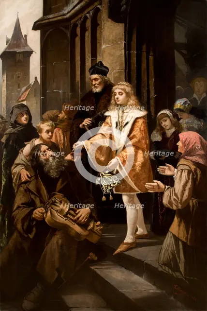 Saint Casimir Giving Alms, 1884. Creator: Kazimierz Mirecki.