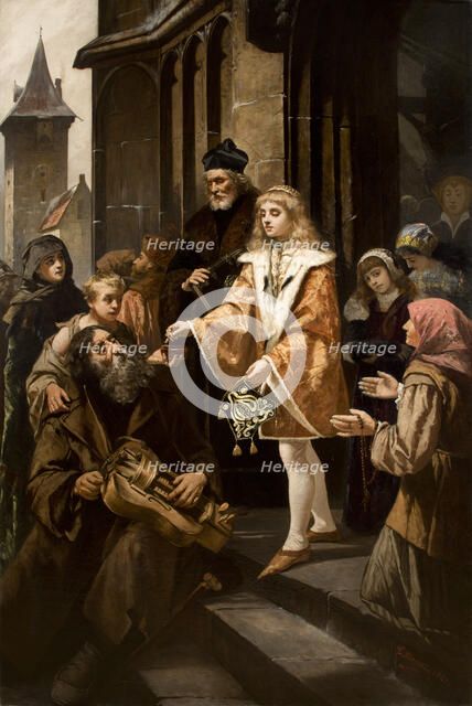 Saint Casimir Giving Alms, 1884. Creator: Kazimierz Mirecki.