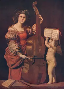 Saint Cecilia with an angel holding a musical score 1617-1618. Artist: Domenichino