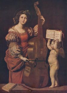 Saint Cecilia with an angel holding a musical score 1617-1618. Artist: Domenichino