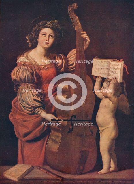 'Saint Cecilia with an angel holding a musical score', 1617-1618. Artist: Domenichino.