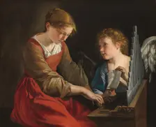 Saint Cecilia and an Angel, c. 1617/1618 and c. 1621/1627. Creators: Orazio Gentileschi, Giovanni Lanfranco